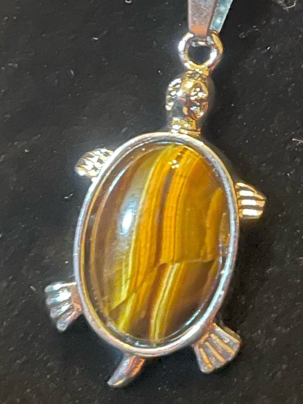 Women's Turtle Tigers Eye Pendant Necklace Stainless Steel